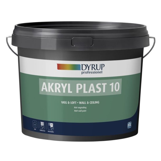 Dyrup Akryl Plast 10, v�gmaling. 10 ltr.